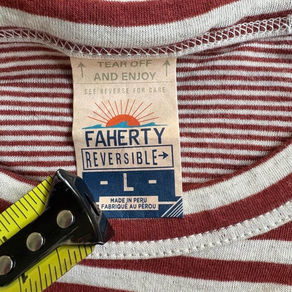 Faherty Cloud Long Sleeve Reversible Striped Tee … - image 5